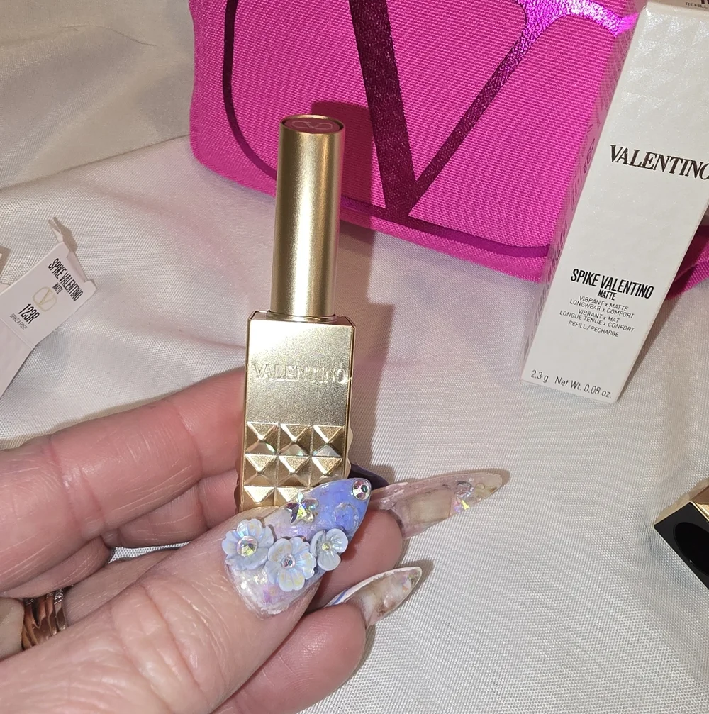 Valentino Pink Glitter V Logo Cosmetic Pouch